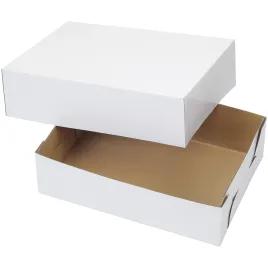 Bakery Box 14X10X3 IN Cardboard White Kraft Glued Corner 200/Case
