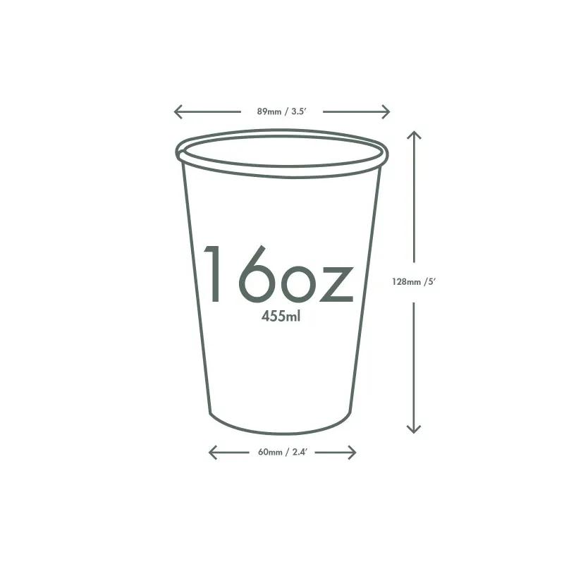 Hot Cup 16 OZ Paperboard PLA Kraft 1000/Case