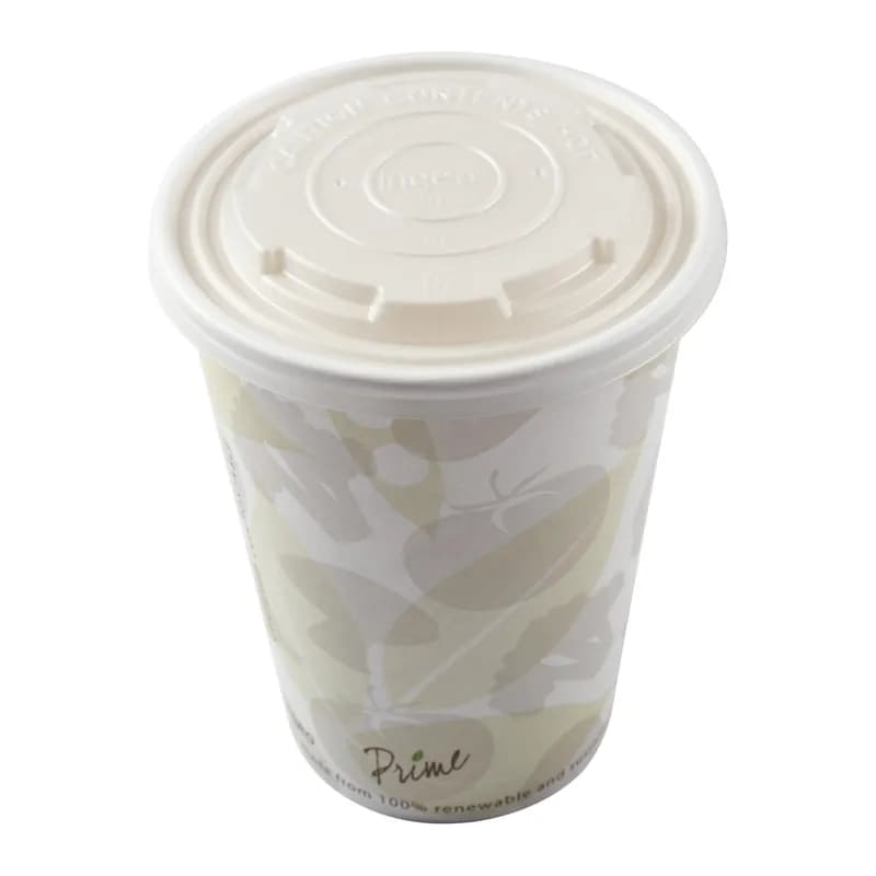 PrimeWare® Lid CPLA White For 12-32 OZ Cup Freezer Safe 50 Count/Pack 10 Packs/Case 500 Count/Case