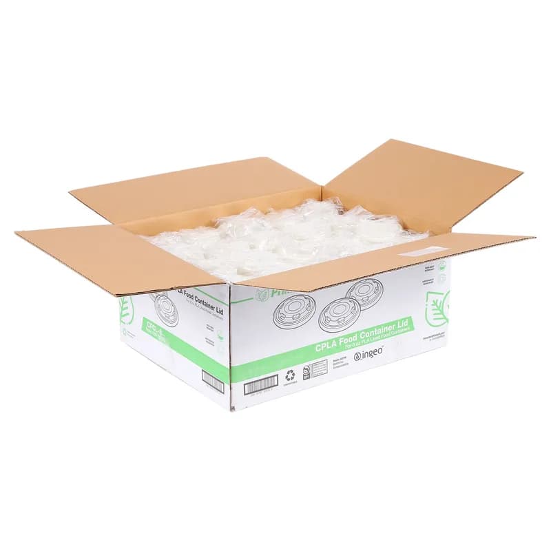 PrimeWare® Lid CPLA White For 8 OZ PLA Cup Freezer Safe 50 Count/Pack 20 Packs/Case 1000 Count/Case