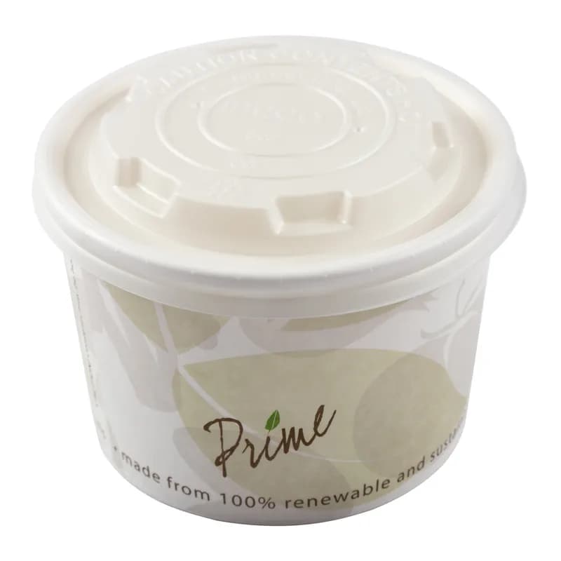 PrimeWare® Lid CPLA White For 8 OZ PLA Cup Freezer Safe 50 Count/Pack 20 Packs/Case 1000 Count/Case