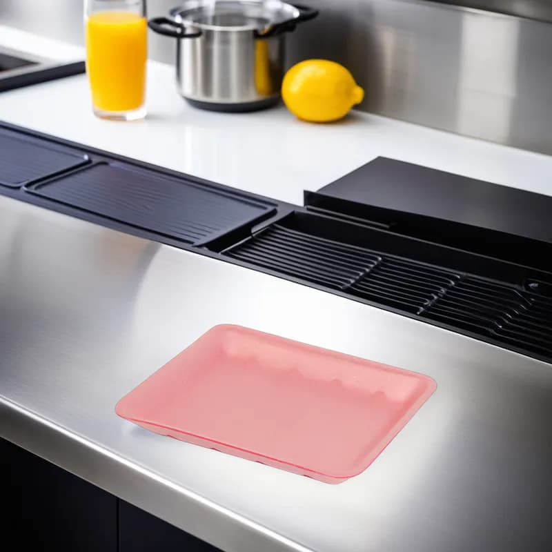 2S Meat Tray 5.75X8.25X0.63 IN Polystyrene Foam Rose Rectangle 500/Case