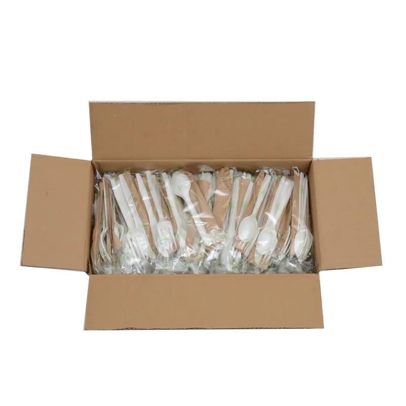 4PC Cutlery Kit CPLA Wrapped With Napkin,Fork,Knife,Spoon 250/Case