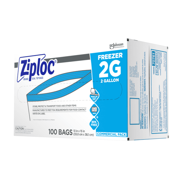 Ziploc® Freezer Bag 13X15.5 IN 2 GAL Plastic Clear With Double Zip Seal Closure 100/Case