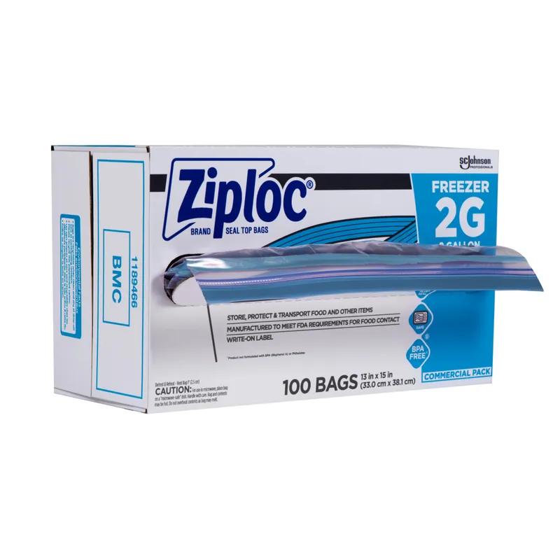 Ziploc® Freezer Bag 13X15.5 IN 2 GAL Plastic Clear With Double Zip Seal Closure 100/Case