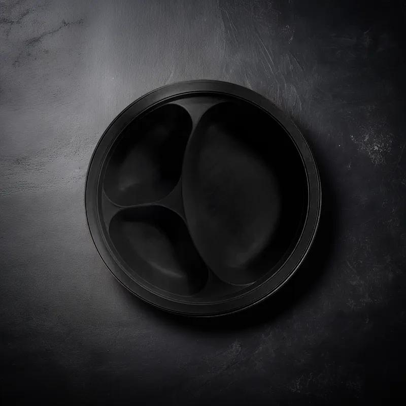 Victoria Bay Plate 10.25 IN 3 Compartment MFPP Black Round 500/Case