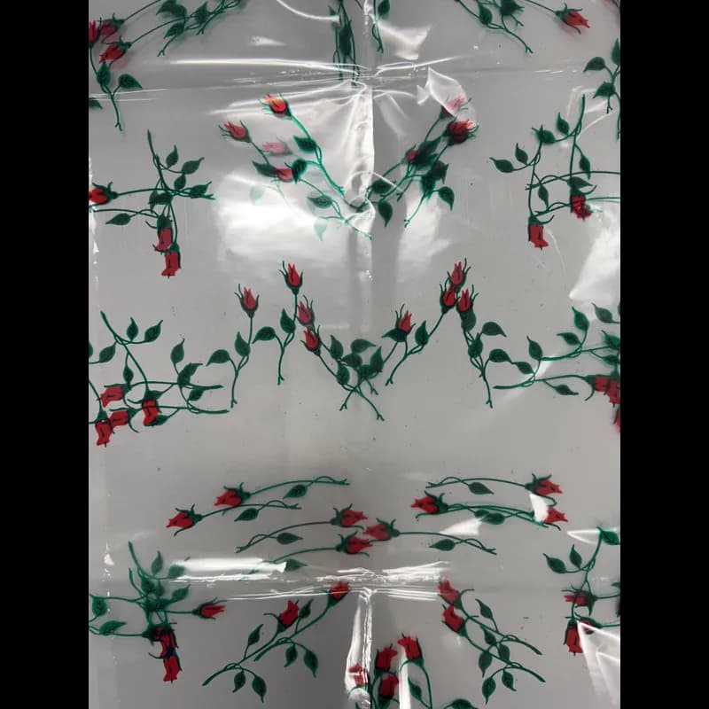 Sheet 40X100 IN Cellophane Rose Design 1/Roll