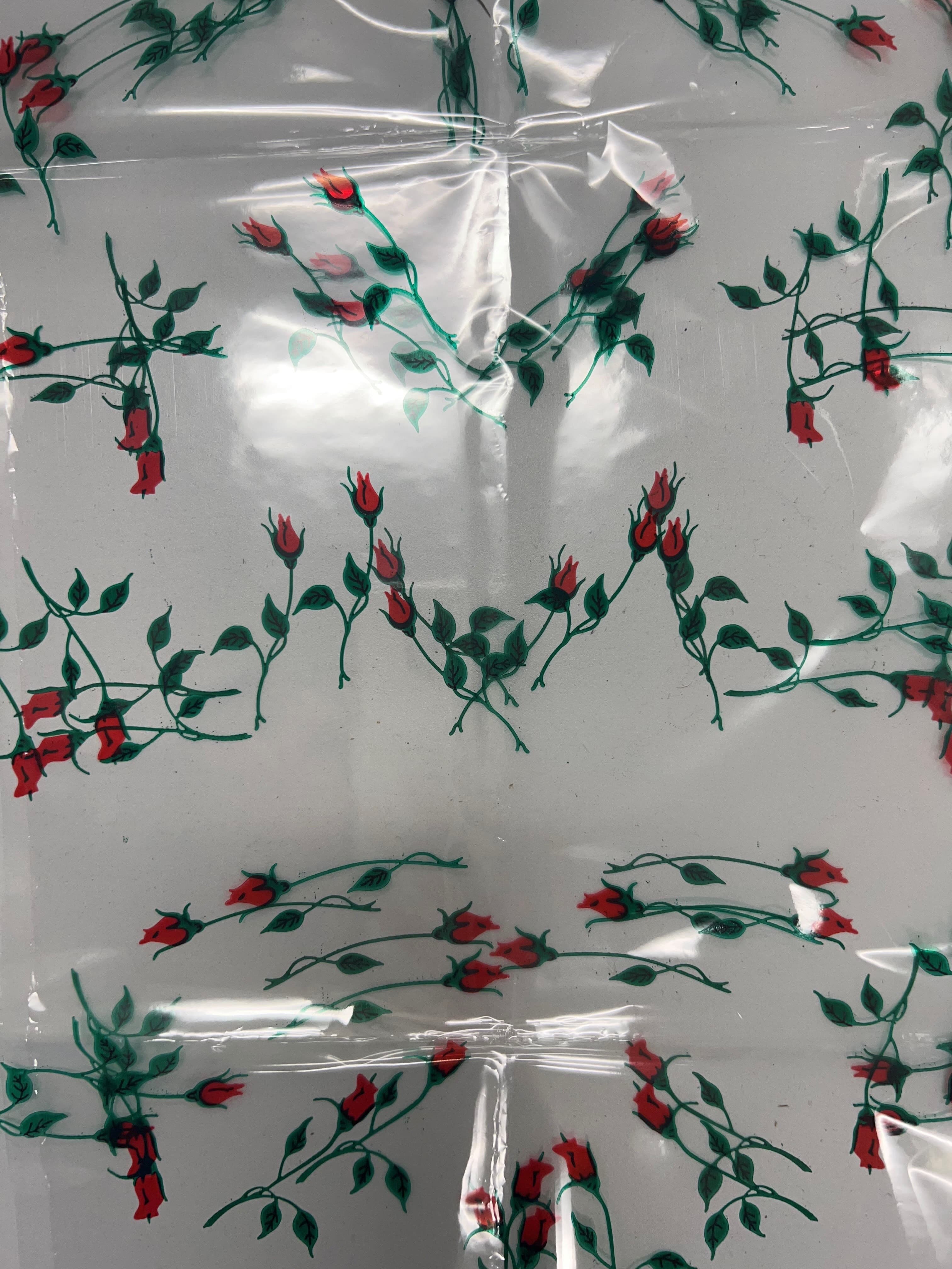 Sheet 40X100 IN Cellophane Rose Design 1/Roll