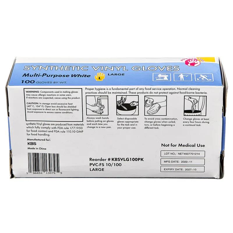 Gloves Large (LG) White Vinyl Synthetic Powder-Free 1000/Case
