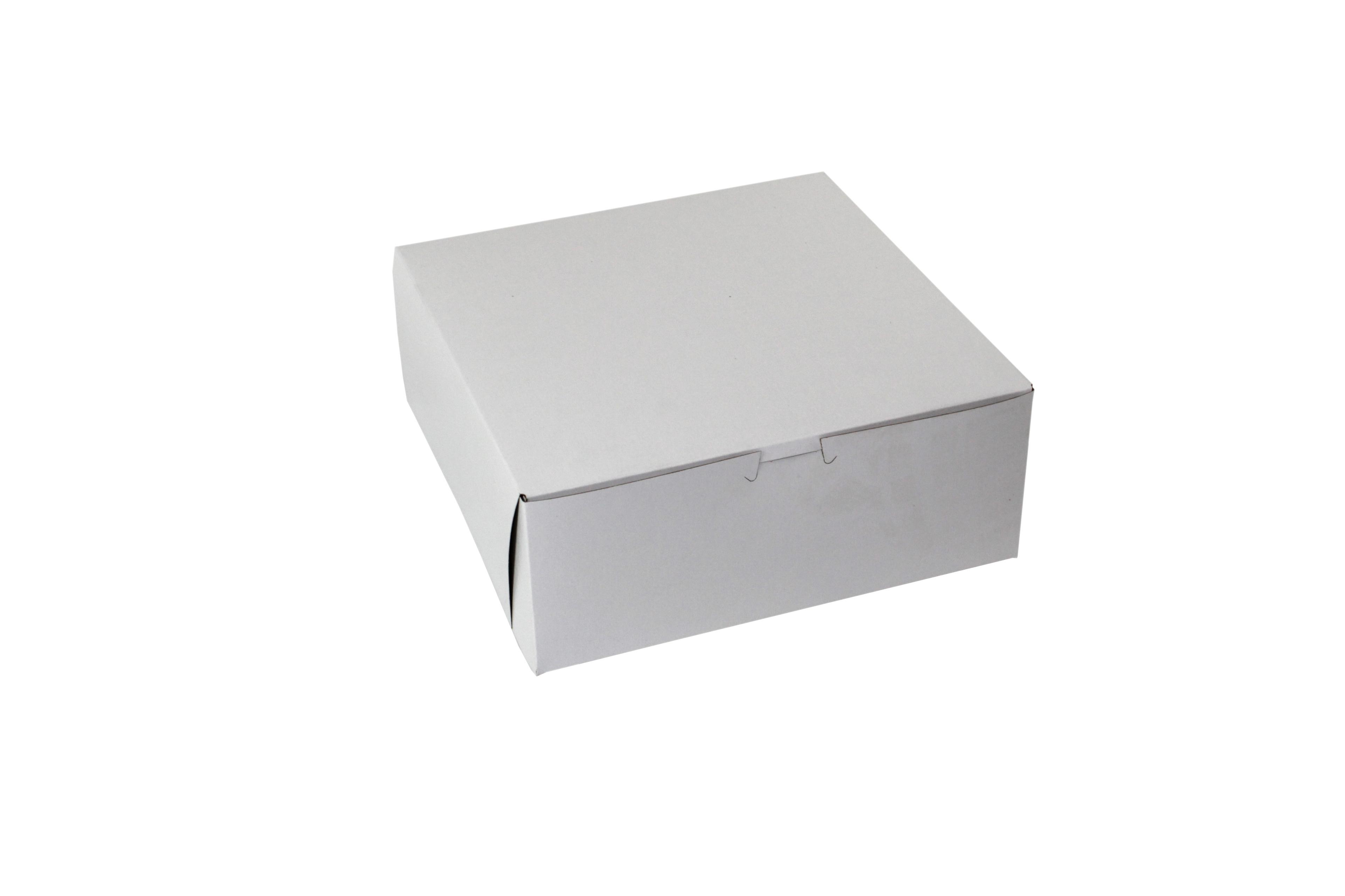 Bakery Box 10X10X4 IN Paperboard White Corner Lock 1-Piece 100/Bundle