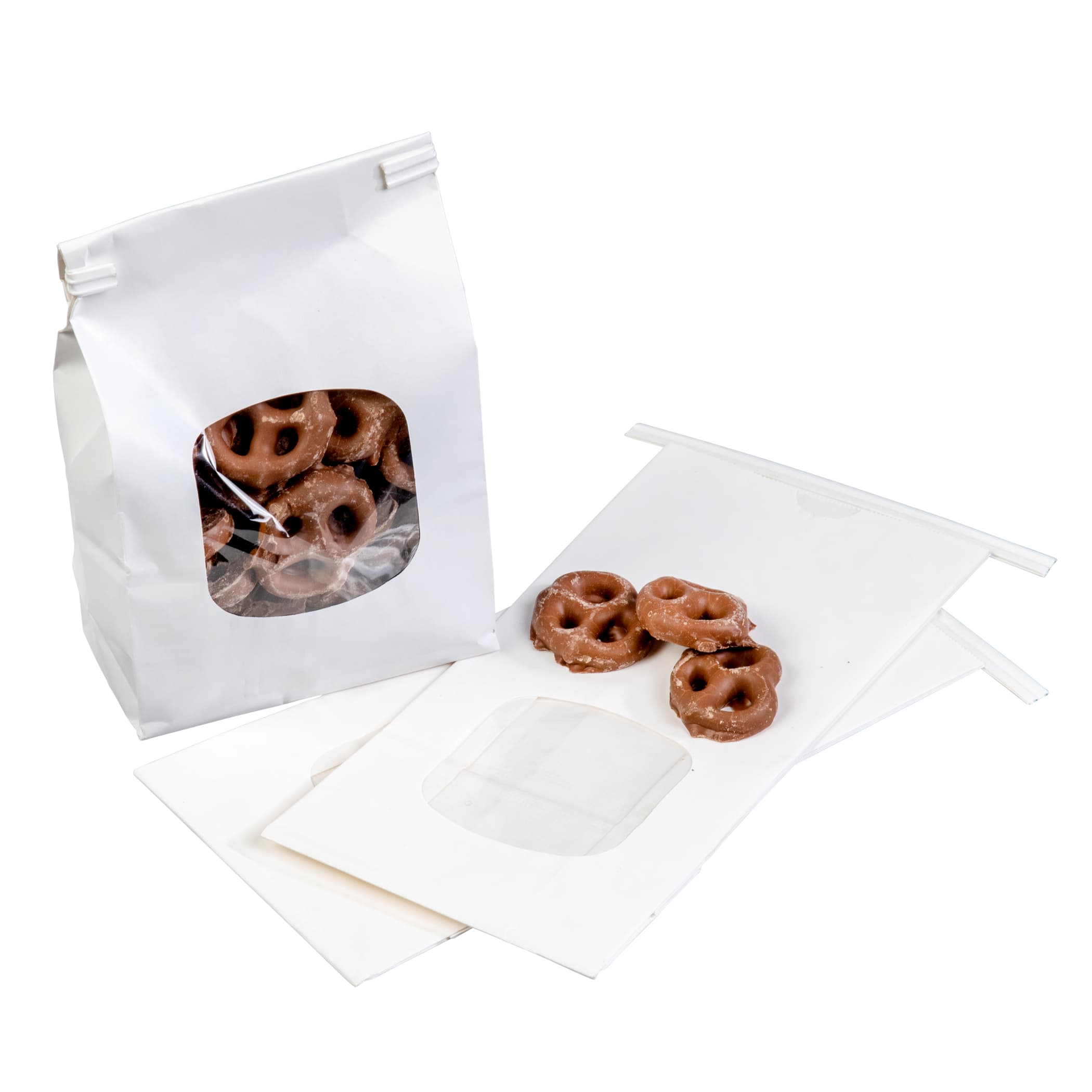 Cookie Candy Bag 4.75X2.5X9.5 IN Paper 1# White With Tin Ties Closure With Window 500/Case