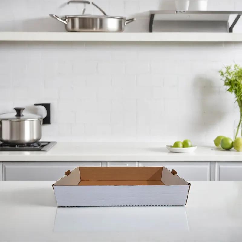 Catering Box Steam Table Pan Full Size 22.5X13X4 IN Corrugated Paperboard White Kraft Rectangle 50/Case
