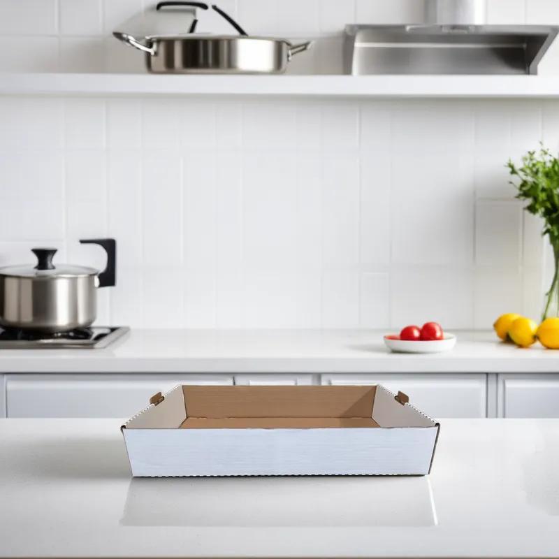 Catering Box Steam Table Pan Full Size 22.5X13X4 IN Corrugated Paperboard White Kraft Rectangle 50/Case