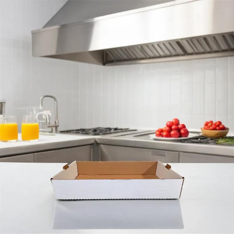 Catering Box Steam Table Pan Full Size 22.5X13X4 IN Corrugated Paperboard White Kraft Rectangle 50/Case