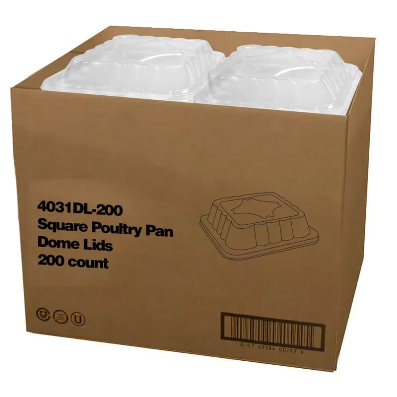 Lid Dome 10.25X10.25X2.5 IN Plastic Clear Square For Container 200/Case