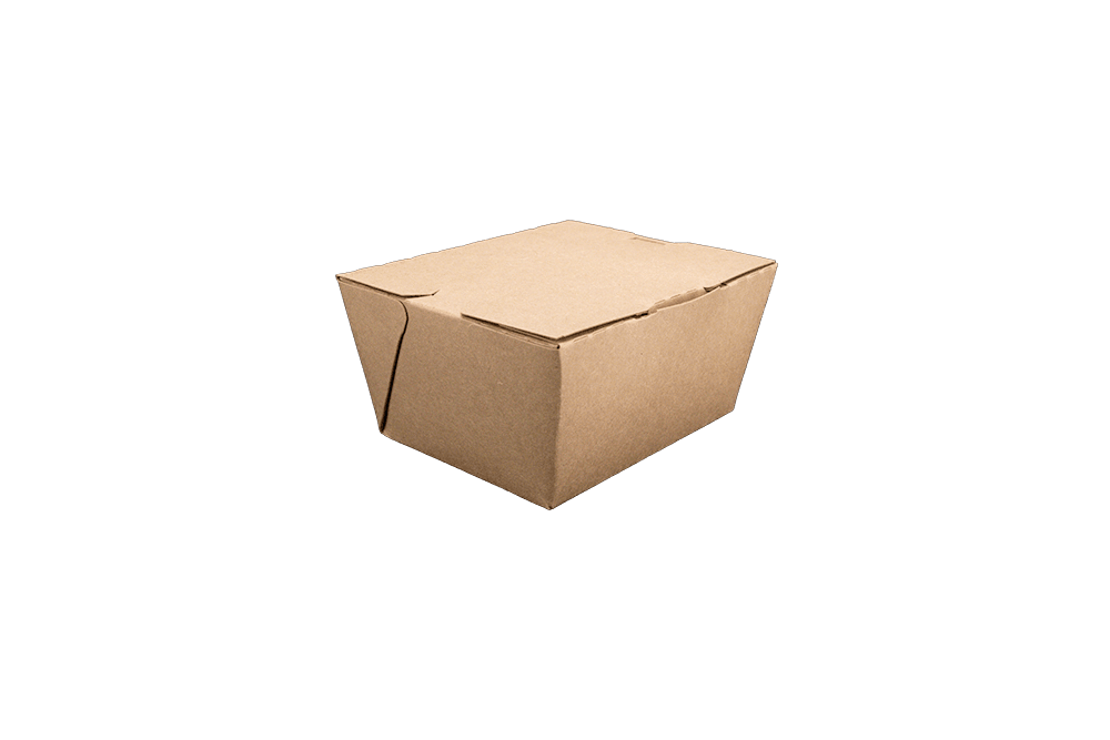 ChampPak #1 Take-Out Box Fold-Top 4.375X3.5X2.5 IN Clay-Coated Paperboard Kraft Rectangle 450/Case