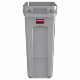 Slim Jim® Trash 1-Stream Trash Can 22X11X25 IN 16 GAL 64 QT Gray Resin Venting Channels Slim 1/Each