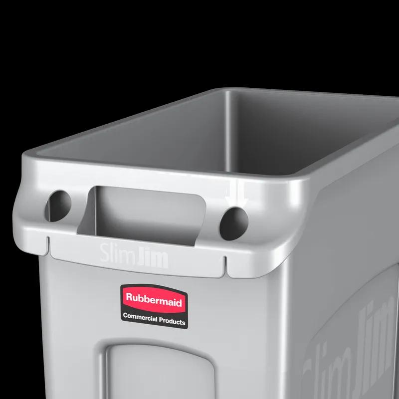 Slim Jim® Trash 1-Stream Trash Can 22X11X25 IN 16 GAL 64 QT Gray Resin Venting Channels Slim 1/Each