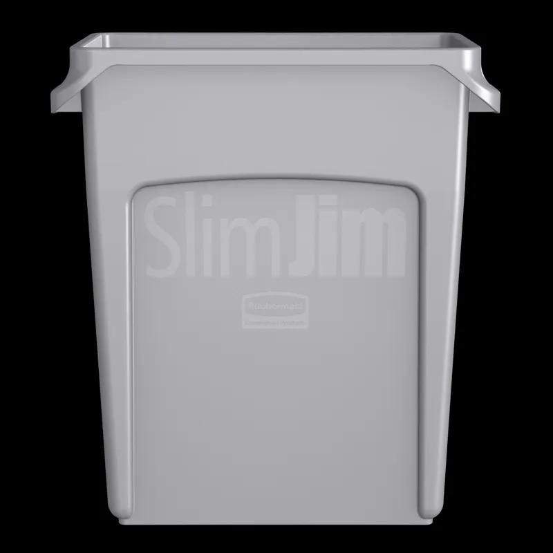 Slim Jim® Trash 1-Stream Trash Can 22X11X25 IN 16 GAL 64 QT Gray Resin Venting Channels Slim 1/Each