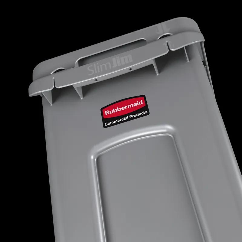 Slim Jim® Trash 1-Stream Trash Can 22X11X25 IN 16 GAL 64 QT Gray Resin Venting Channels Slim 1/Each