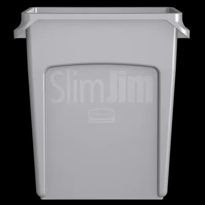 Slim Jim® 1-Stream Trash Can 16 GAL 64 QT Gray Resin Venting Channels Slim 1/Each