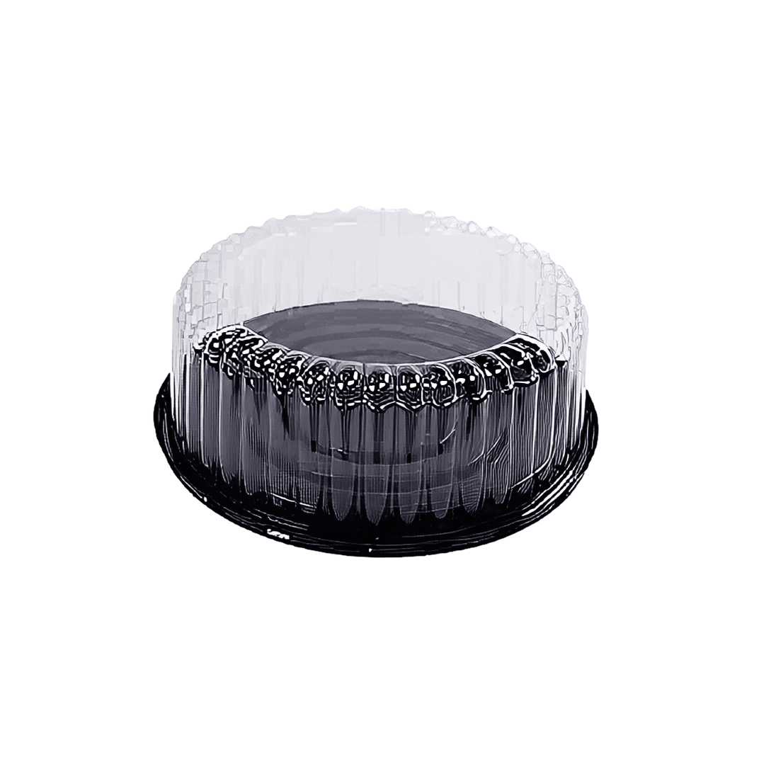 Cake Container & Lid Combo 8 IN Black Clear Shallow 100/Case