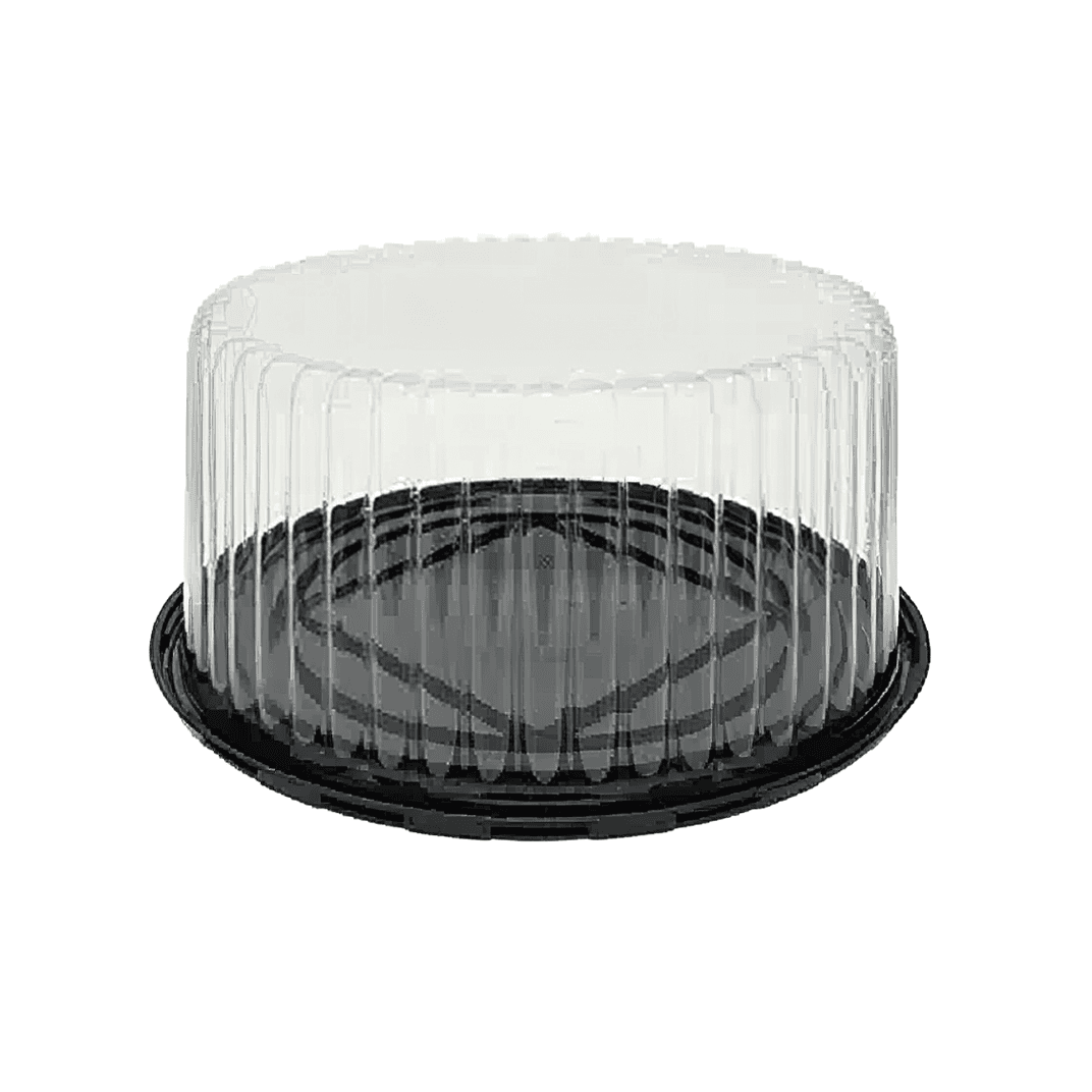 Cake Container & Lid Combo 8 IN Black Clear Deep 100/Case