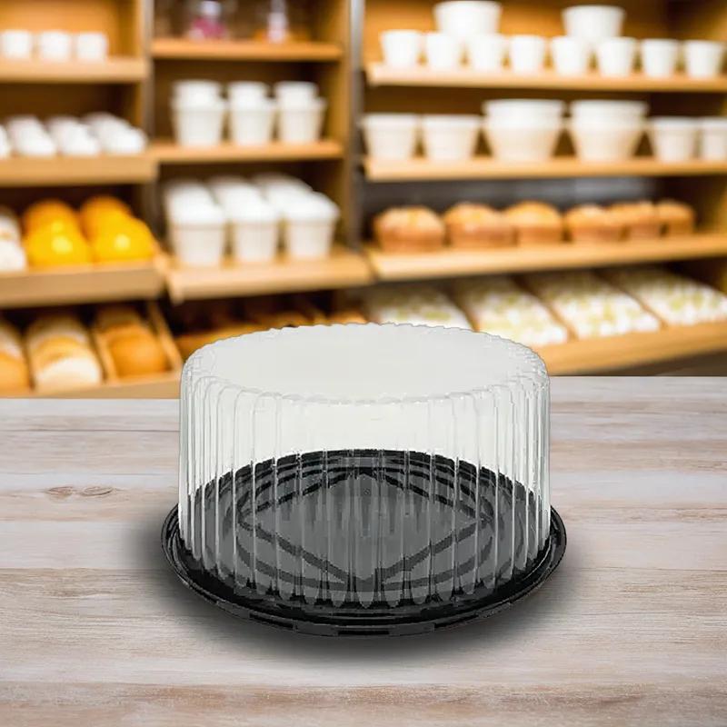 Cake Container & Lid Combo 8 IN Black Clear Deep 100/Case
