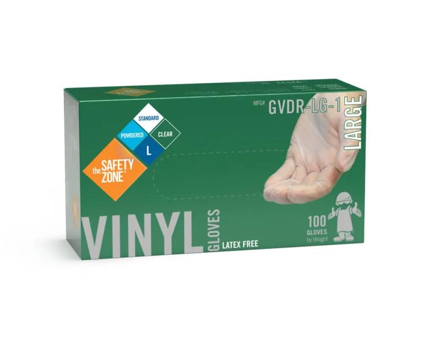 Gloves Large (LG) Clear Vinyl Powdered 1000/Case