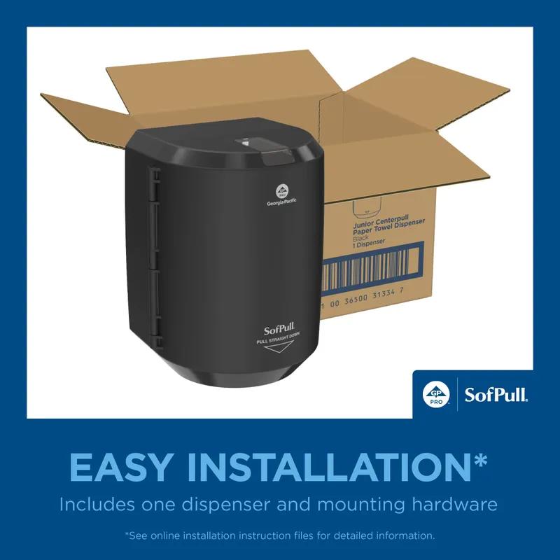 Sofpull® Paper Towel Dispenser 10.938X8.188X7.625 IN Plastic Wall Mount Black Centerpull 1/Each