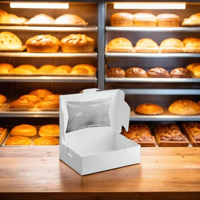 Bakery Box 19X14X4 IN SBS Paperboard White With Window 50/Bundle