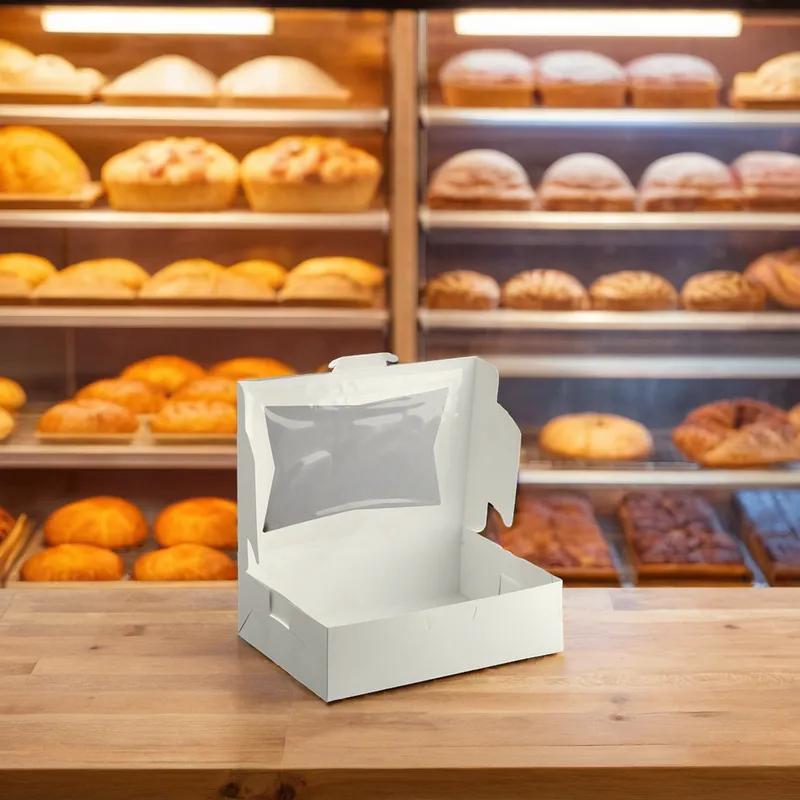 Bakery Box 19X14X4 IN SBS Paperboard White With Window 50/Bundle