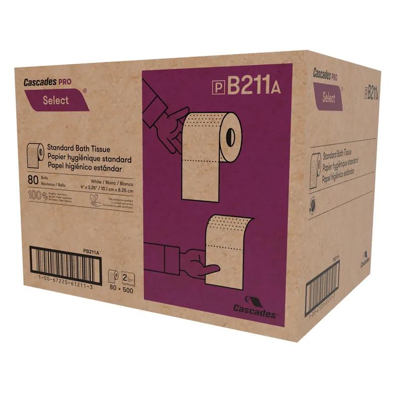 Cascades PRO Pro Select Toilet Paper & Tissue Roll 2PLY White 500 Sheets/Roll 80 Rolls/Case