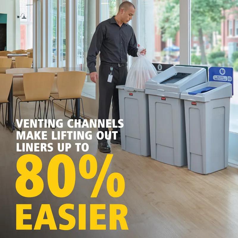 Slim Jim® Mixed Recycling 1-Stream Recycling Bin 15.25X12X40.25 IN 23 GAL Blue Resin With Hinged Lid 1/Each