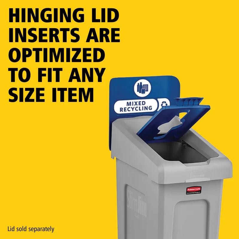 Slim Jim® Mixed Recycling 1-Stream Recycling Bin 15.25X12X40.25 IN 23 GAL Blue Resin With Hinged Lid 1/Each