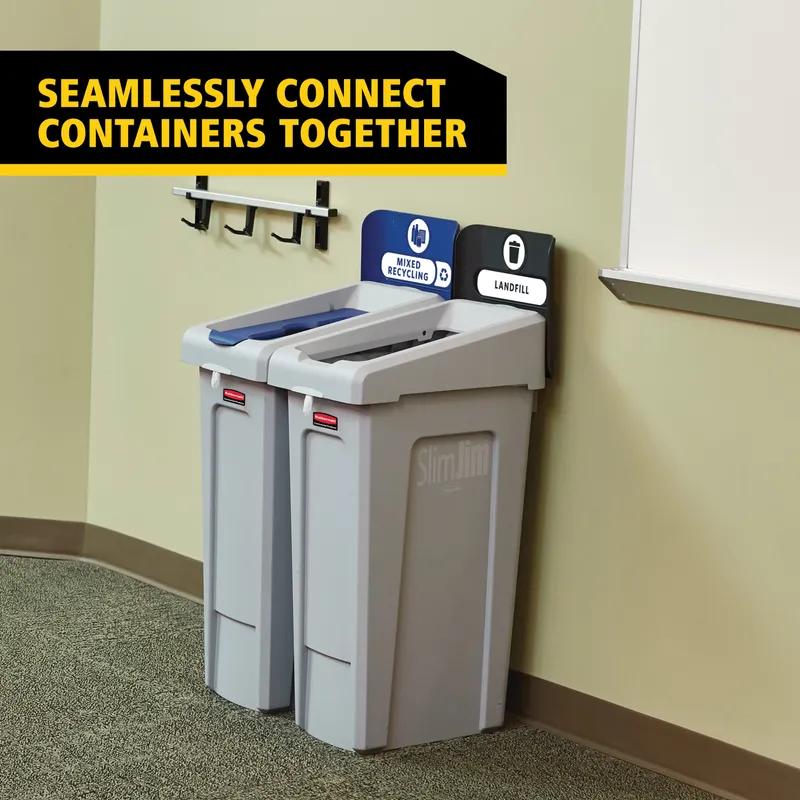 Slim Jim® Mixed Recycling 1-Stream Recycling Bin 15.25X12X40.25 IN 23 GAL Blue Resin With Hinged Lid 1/Each