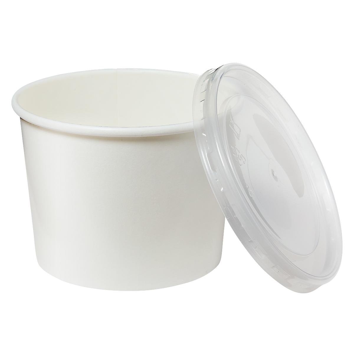 Victoria Bay Food Container Base & Lid Combo With Plastic Lid 12 OZ Paper White Round Vented 250/Case