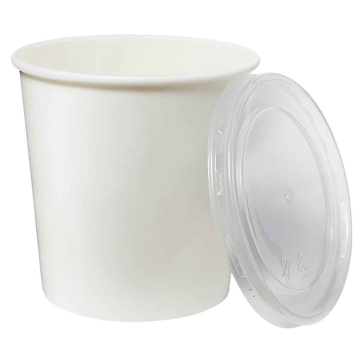Victoria Bay Food Container Base & Lid Combo With Plastic Lid 16 OZ Paper White Round Vented 250/Case