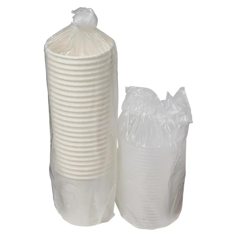 Victoria Bay Food Container Base & Lid Combo With Plastic Lid 16 OZ Paper White Round Vented 250/Case