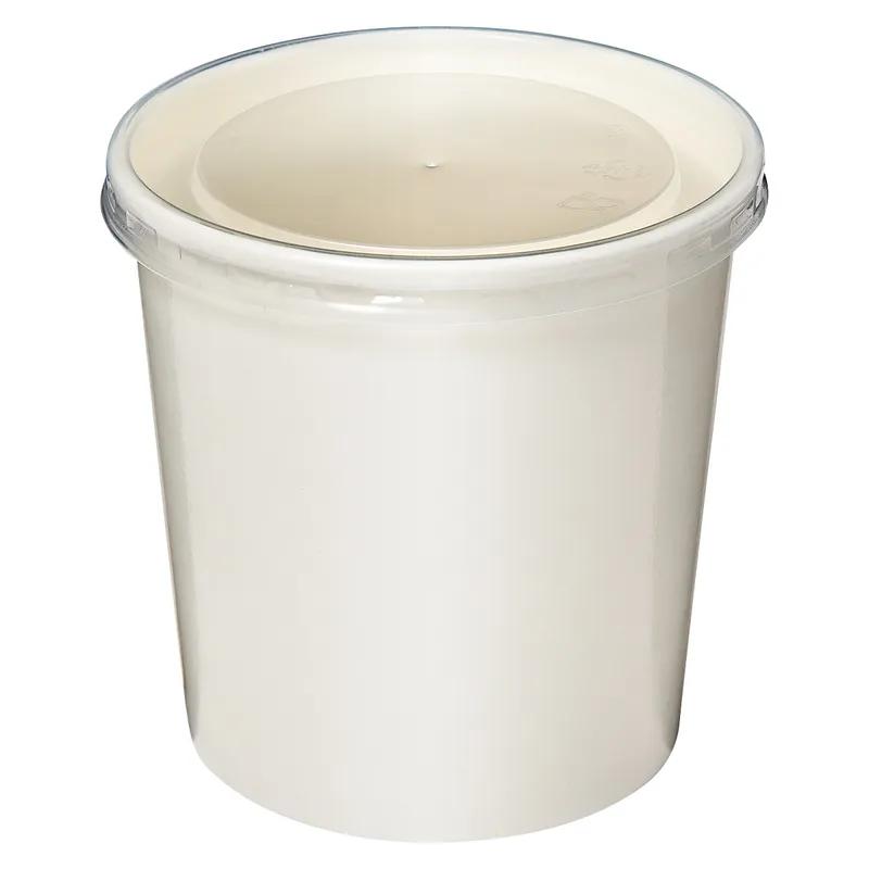 Victoria Bay Food Container Base & Lid Combo With Plastic Lid 16 OZ Paper White Round Vented 250/Case