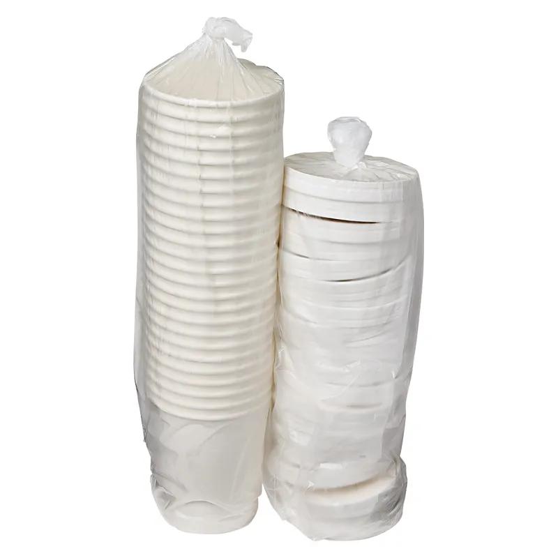 Victoria Bay Food Container Base & Lid Combo 32 OZ Double Wall Poly-Coated Paper White Round Vented 250/Case