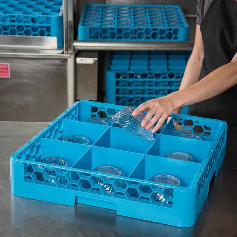 OptiClean™ Warewashing Rack 9 Compartment Blue 19.88X19.88X4 IN PP 1/Each