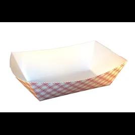 Food Tray 10 LB Paper Red White Plaid Rectangle 250/Case