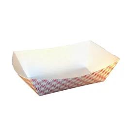 Food Tray 10 LB Paper Red White Plaid Rectangle 250/Case
