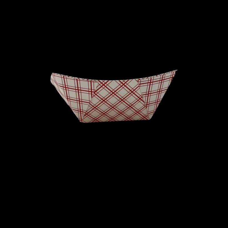 Food Tray 10 LB Paper Red White Plaid Rectangle 250/Case