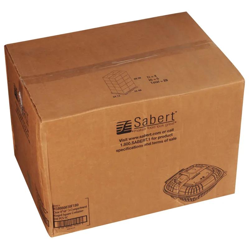 Take-Out Container Hinged 8X8 IN 3 Compartment Clear Square 180/Case