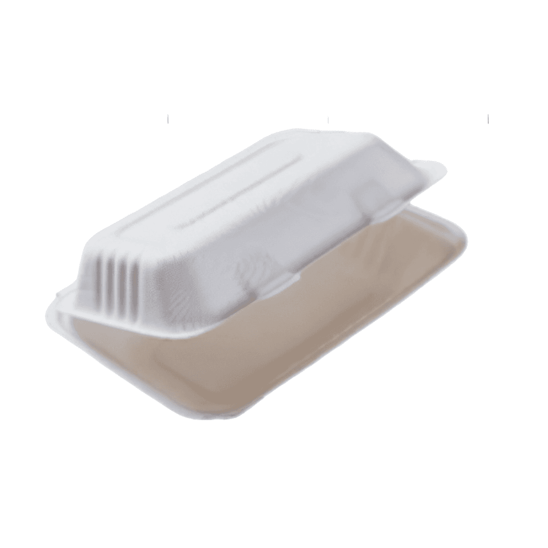 Take-Out Container Hinged 9X6 IN Pulp Fiber White 250/Case