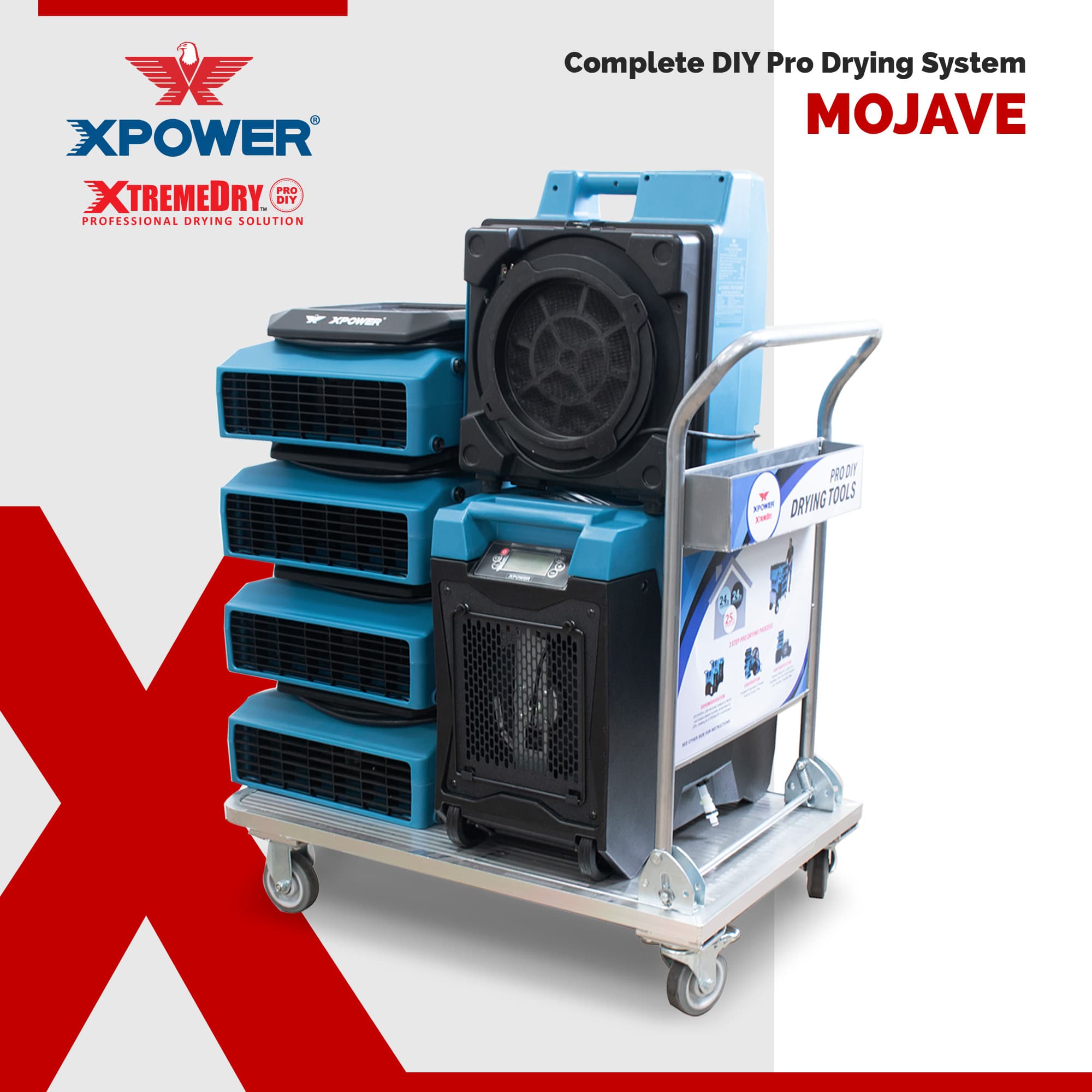 XTREMEDRY® Mojave Drying System Includes Cart, Dehumidifier, (4) Air Movers, Air Scrubber HEPA Filter 1/Each