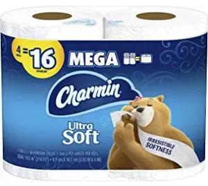Charmin® Ultra Soft Mega Toilet Paper & Tissue Roll 4 Count/Pack 6 Rolls/Case