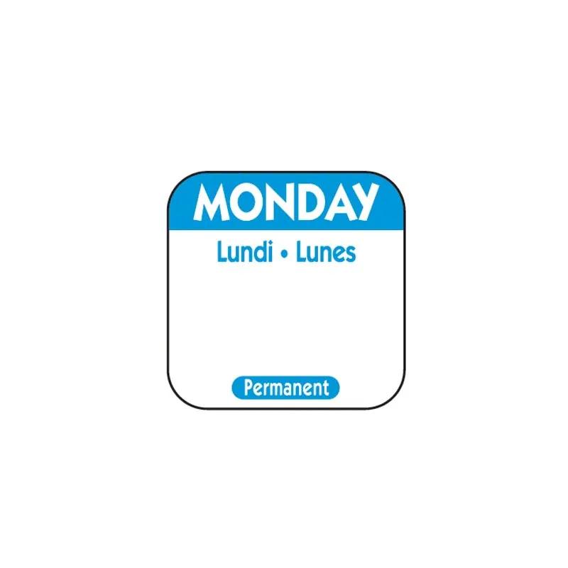Monday Prep Item Date Use Trilingual Label 1X1 IN Blue Square Permanent 1/Roll